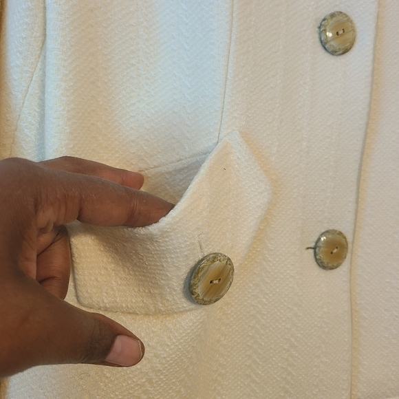 Lizpalm | Women's Cream Pea Coat (Size Medium) - Picture 11 of 15